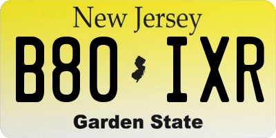 NJ license plate B80IXR