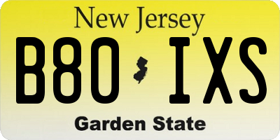 NJ license plate B80IXS