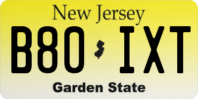 NJ license plate B80IXT