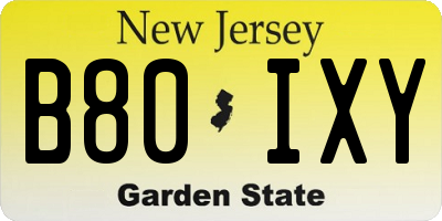 NJ license plate B80IXY