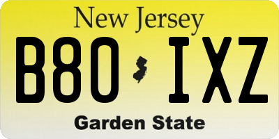 NJ license plate B80IXZ
