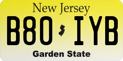 NJ license plate B80IYB