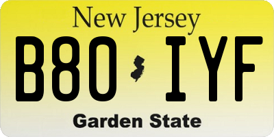 NJ license plate B80IYF