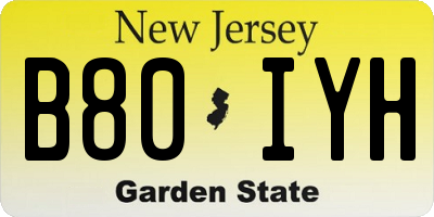 NJ license plate B80IYH