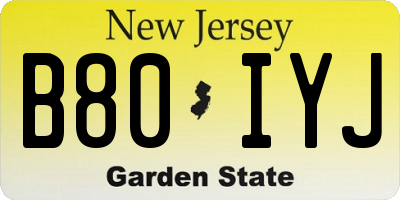 NJ license plate B80IYJ