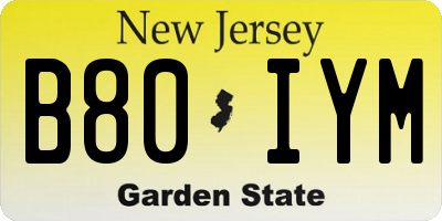 NJ license plate B80IYM
