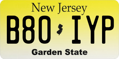 NJ license plate B80IYP