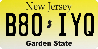 NJ license plate B80IYQ