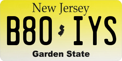 NJ license plate B80IYS