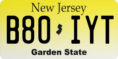 NJ license plate B80IYT