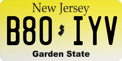 NJ license plate B80IYV