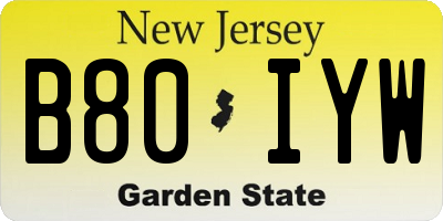 NJ license plate B80IYW