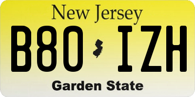 NJ license plate B80IZH
