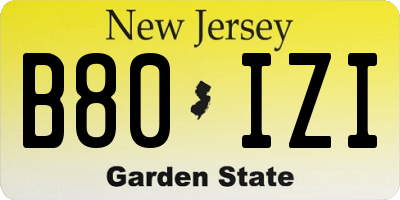 NJ license plate B80IZI