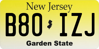NJ license plate B80IZJ