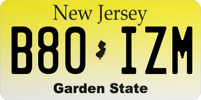 NJ license plate B80IZM