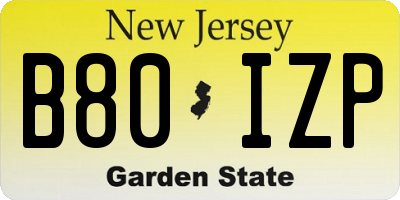 NJ license plate B80IZP