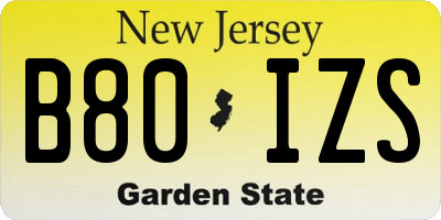 NJ license plate B80IZS
