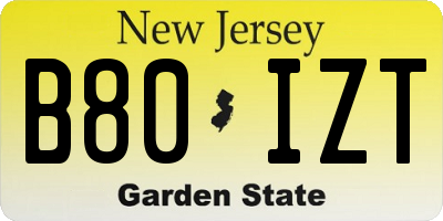 NJ license plate B80IZT