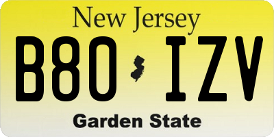 NJ license plate B80IZV