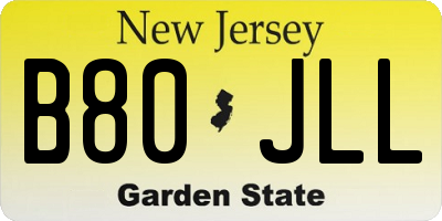 NJ license plate B80JLL
