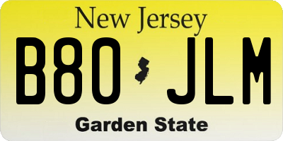NJ license plate B80JLM