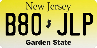 NJ license plate B80JLP