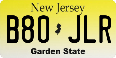 NJ license plate B80JLR