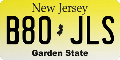 NJ license plate B80JLS
