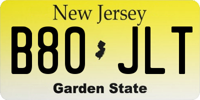 NJ license plate B80JLT