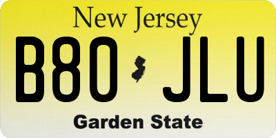 NJ license plate B80JLU