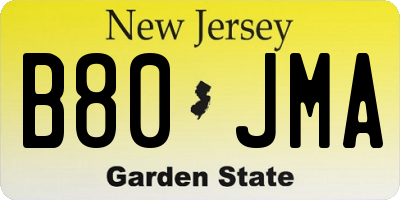 NJ license plate B80JMA