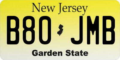 NJ license plate B80JMB
