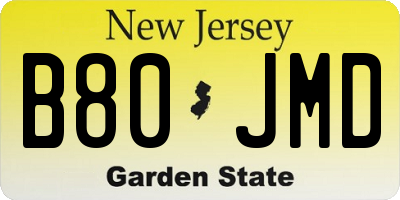 NJ license plate B80JMD