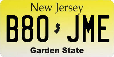 NJ license plate B80JME