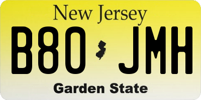 NJ license plate B80JMH