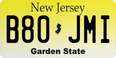 NJ license plate B80JMI
