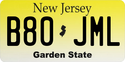 NJ license plate B80JML