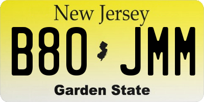 NJ license plate B80JMM