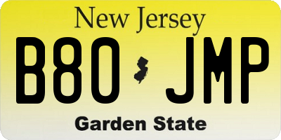 NJ license plate B80JMP