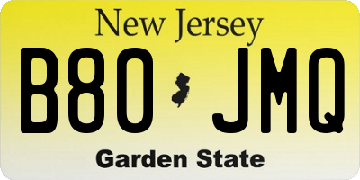 NJ license plate B80JMQ