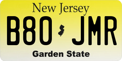 NJ license plate B80JMR