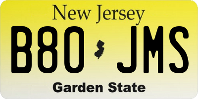 NJ license plate B80JMS