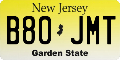 NJ license plate B80JMT