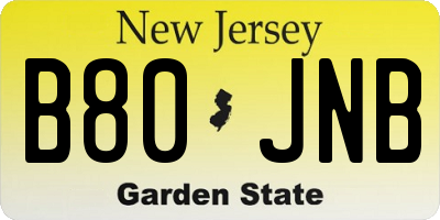 NJ license plate B80JNB