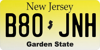 NJ license plate B80JNH