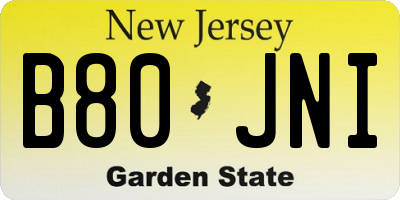 NJ license plate B80JNI