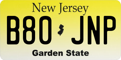 NJ license plate B80JNP