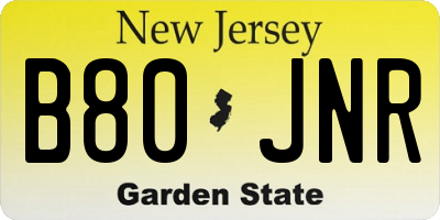 NJ license plate B80JNR