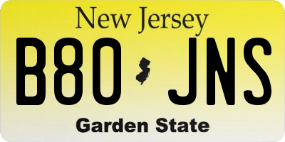 NJ license plate B80JNS